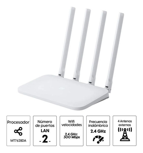Router Xiaomi Mi Router 4c Wi-fi 2.4 Ghz 300mbps 2 Lan 10m