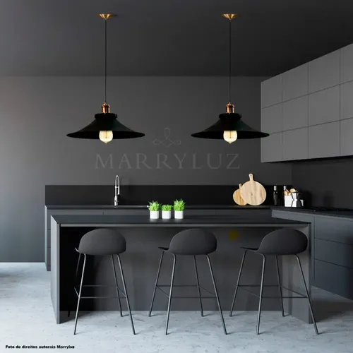 Lustre Pendente Industrial 38 Cm Vintage Retro Nordic Loft