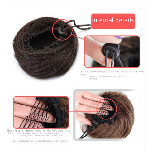 Chongo Elegante Castaño Claro Con Cordón Y Clip