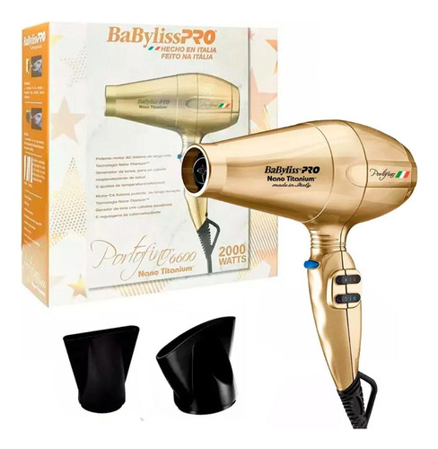 Secador De Cabelo Dourado Babyliss Pro Portofino 6600 - 110v