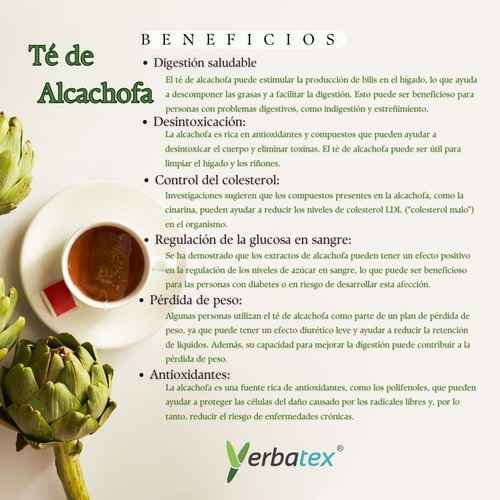 Té De Alcachofa Caja Con 25 Sobres De 1 Gr Yerbatex