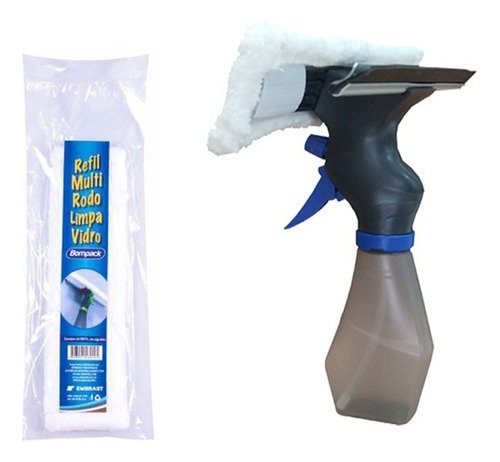 Rodo Limpa Vidros Com Spray Reservatório E Refil Extra Cor Branco