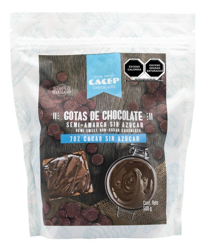 Cacep | Gotas De Chocolate Semi Amargo Sin Azucar | 500g