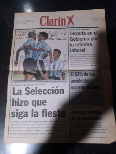 Tapa Diario Clarín 07 7 1997 Selección Argentina Veron Lopez