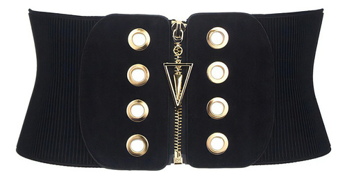 Cinturón elástico ancho vintage para mujer con cremallera, nuevo color negro, ropa, talla única