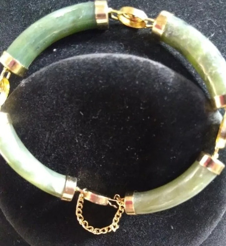 Pulsera Jade Acero Baño Oro