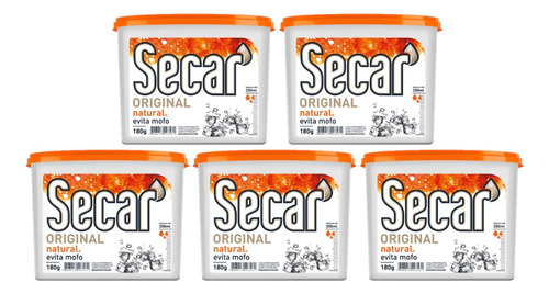 Pack 5 Unid. Anti Mofo Secar 180g Natural Desumidificador