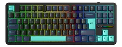 Teclado Mecânico Aula F87 Sem Fio Verde/preto Hotswap Abnt2 Português Brasil