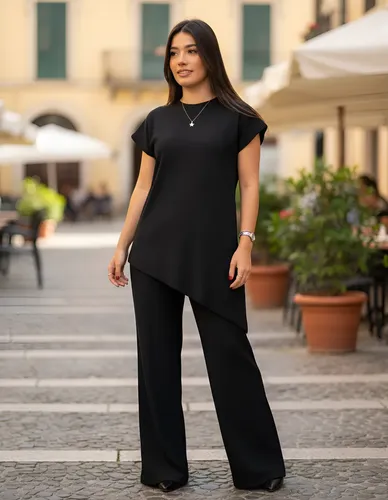 Conjunto Feminino Comfy Blusa Assimétrica E Calça Pantalona