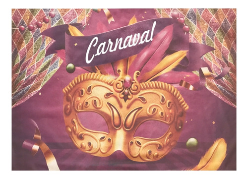 Painel Tnt Carnaval Máscara Fundo Lilás 1,40x1,03m - 01 Unid