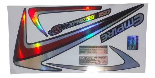 Kit Calcomanías Ek Xpress Empire Keeway Roja Rayas Negra2020