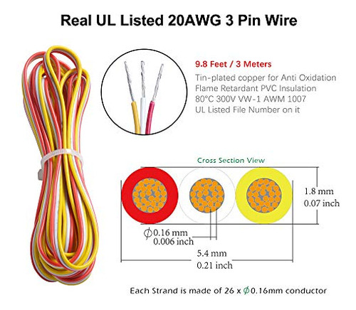 Tira Led Cct De 10 Mm, 3 Pines (5 Unidades) + Cable De Exten
