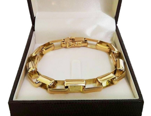 Pulseira Baguete Quadrada 52 Gramas Ouro 18k