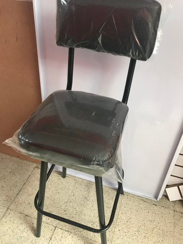 Imagen 3 de 5 de Kit Banco Para Barra Restaurante Bar Tubo Negro 2 Pzas