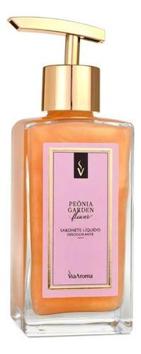 Sabonete Liquido Desodorante Para As Mãos 250ml - Via Aroma Aromas Pêonia Garden Flower