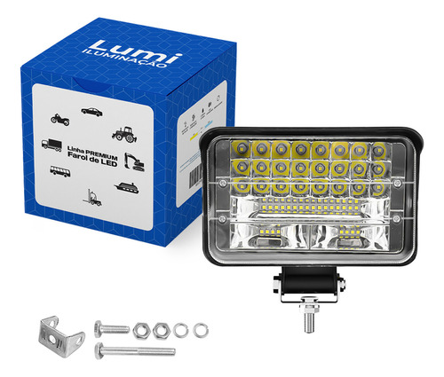 Par Refletor Holofote Luminaria Farol 144w 12v/24v Cor Da Carcaça Retangular Preto Cor Da Luz Branco-frio Lumi