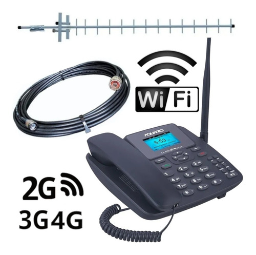 Imagem 2 de 6 de Kit Telefone De Mesa Rural 2 Chip 3g Wifi Aquario 42se 4g