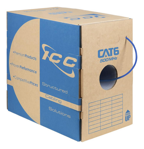 Cat6 Riser 1000ft Utp 23awg, 100% De Cobre Puro Sólido...