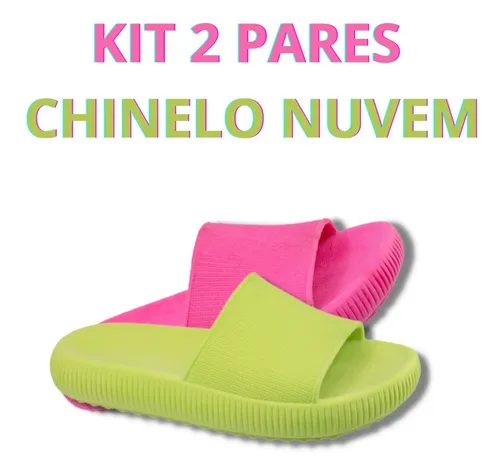 Kit 2 Pares Slide Feminino Confort vel Chinelo Nuvem