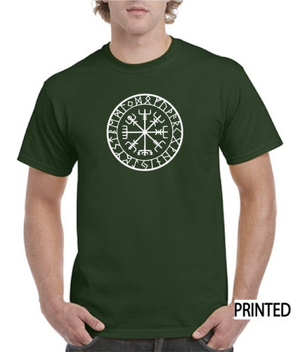 Polera Hombre Estampado Brújula Vikinga - Vegvísir Runas