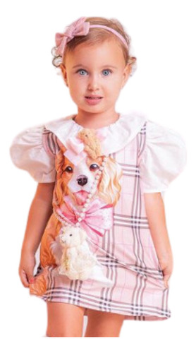 Vestido Infantil Menina 24039 Cachorrinho Candy Yoyo Xadrez