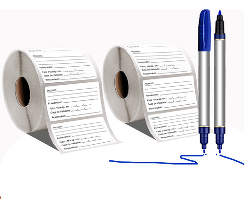 Etiquetas 40x60 Freezer Kit 2 Rolos Bopp Anvisa 2 Canetas V