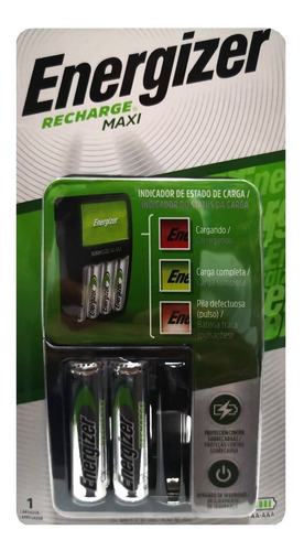 Imagen 3 de 5 de Cargador Energizer Maxi Y Baterias Recargables Aa Combo Kit