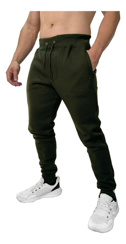 Pantalon Jogging Con Puño Friza Invierno Termico Hombre