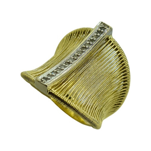 Anel Vazado Ouro 18k Com Brilhantes Cod 44081