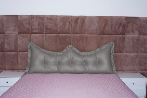 Almofada Encosto Coroa Queen 160 Cm Cinza Liso
