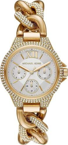 Reloj Michael Kors Mk6842 Camille Dorado P/mujer Color del fondo Crema