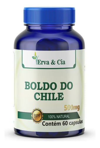 Boldo Do Chile 60 Cápsulas De 500 Mg Produto 100% Natural Sabor Sem sabor