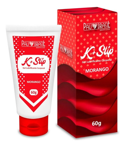 K+ Slip Gel Lubrificante Excitante Aromatizado 60g Sabor Morango