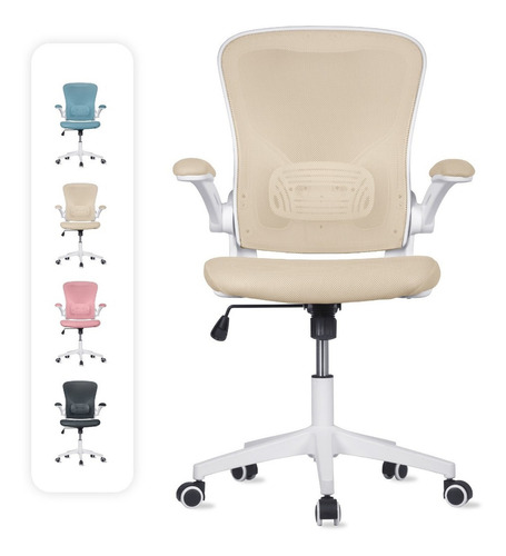 Silla Oficina Cosmo, Ejecutiva De Escritorio Ergonómica Color Beige champagne