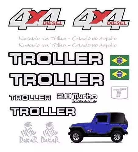 Kit Adesivos Troller T4 2015/2019 4x4 Trilha Dakar Completo Cor: PRATA :  : Automotivo