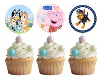 Comprar 40 Cupcake Toppers Personalizados Pastel Fiesta Infantil