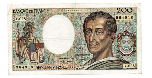 Francia Billete 200 Francos Año 1985 P#155a Alto Valor!