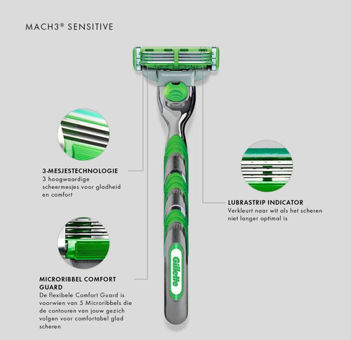 Gillette Mach3 Maquina + 9 Cartuchos Sensitive 