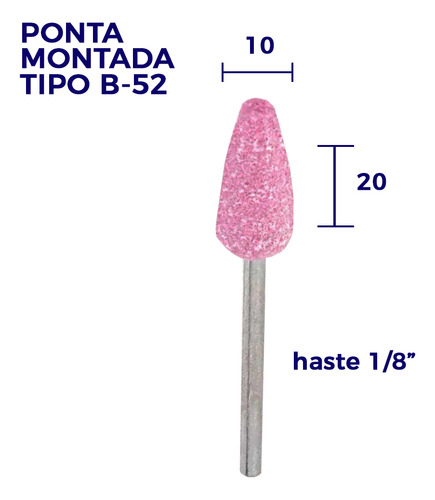 Ponta Montada C/ Haste 1/8 P/ Retífica B-52 Kit C/ 10 Un