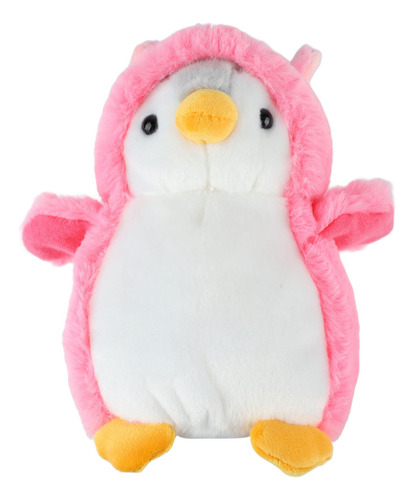 Peluche Pingüino Disfrazado De Dinosaurio Unicornio De Rosa