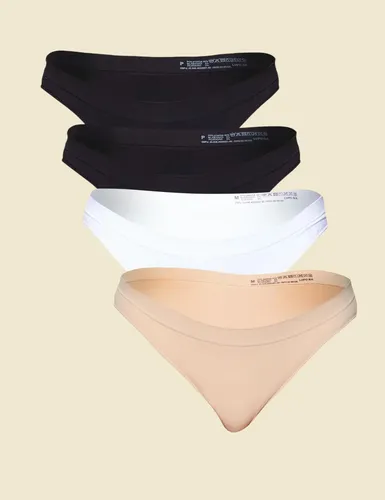 Kit 4 Calcinha Fem. Tanga Basica Poliamida 40500-901 Lupo Sortida - 0901 Preto 1 Natural 1 Branco Liso Gg 48 A 50