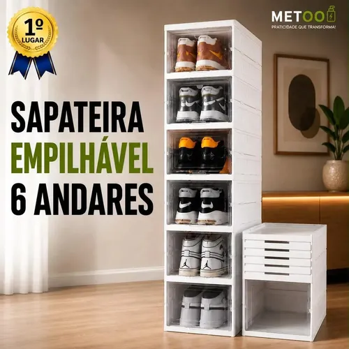 Sapateira Vertical Dobravel Organizadora 6 Andares Armario Sapato Tenis Caixa Sapato Vertical Multiuso Metoo