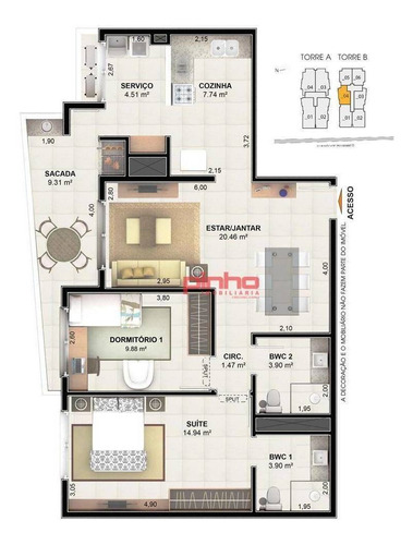 Imagem 2 de 30 de Apartamento Com 2 Dormitórios À Venda, 88 M² - Centro - Palhoça/sc - Ap0069