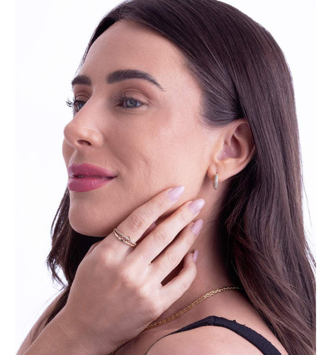 Anel Com Corações Em Ouro 18k Com 10 Pontos De Diamante Aro