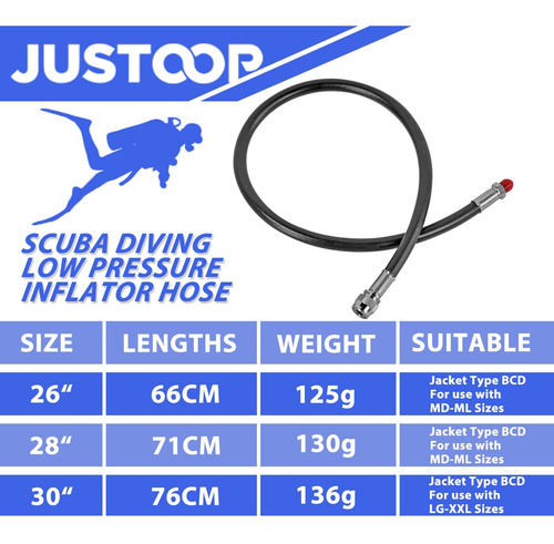 Justoop Manguera De Buceo De Baja Presión Para Bcd Estándar,
