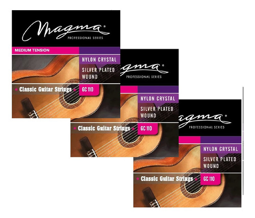 Set X 3 Encordados Guitarra Clasica Magma Tension Media