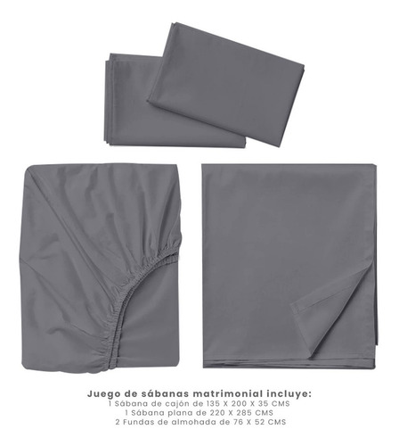 Sábanas Blancas Mat 300 Hilos 100% Algodón Hotel Collection Color Gris oscuro Diseño de la tela Liso