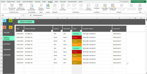 Planilha Excel Matriz De Urgência Importância Eisenhower