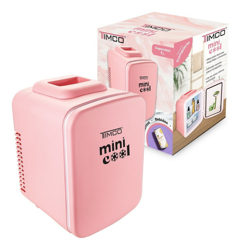 Mini Refrigerador Portatil Frigobar De 4 L Cold Hot Timco Color Rosa