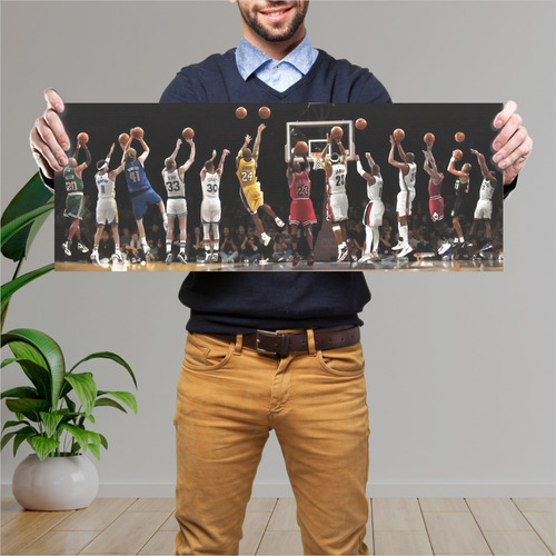 Cuadro Horizontal 30x80 Cm Basquet Leyendas Jordan James 